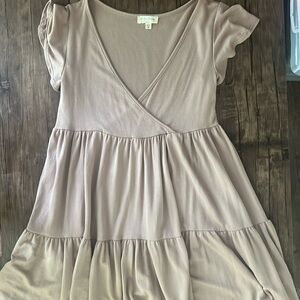 M taupe flowy dress
